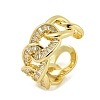 Brass with Cubic Zirconia Open Cuff Rings for Women RJEW-U011-11G-1