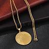 304 Stainless Steel Flat Round with Boy Pendant Box Chain Necklaces for Women Men NJEW-R013-05G-3