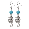 Synthetic Turquoise Beaded Dangle Earrings EJEW-JE05496-4