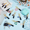 11Pcs Evil Eye Theme Alloy Enamel & Faux Suede Tassel Pendant Decorations HJEW-NB00337-4