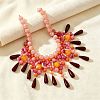 Summer Beach Resin & Glass Layered Bib Necklaces for Women WGA2460-02-1