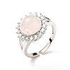 Natural Rose Quartz Adjustable Rings RJEW-P043-02P-24-4