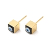 Long-Lasting Plated Cube with Enamel Evil Eye Stud Earring EJEW-E272-01G-02-1