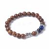 Dyed Wood Round Beads Stretch Bracelets BJEW-JB04839-14