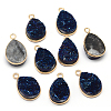 Electroplate Natural Druzy Crystal Charms G-A124-06D-1