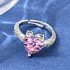 Brass Pave Cubic Zirconia Cuff Open Rings CU-CBA5C10-20P-1