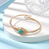 Natural Amazonite & Pearl Cuff Bangle BJEW-JB10119-02-2