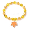 5Pcs 5 Styls Autumn Acrylic & Polymer Clay & Plastic Round Beaded Stretch Bracelet Sets BJEW-JB10972-3