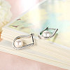 High Quality Brass Cubic Zirconia Stud Earrings with Pearl EJEW-BB14959-B-5