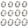 12Pcs 6 Size 201 Stainless Steel Grooved Finger Ring Settings STAS-TA0002-15P-2