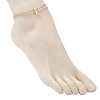 3Pcs 3 Styles Brass Clover Cross Moon Star Link 304 Stainless Steel Cable Chain Anklets for Women AJEW-AN00748-3