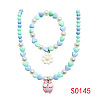 Plastic Beaded Pendant Necklace & Beaded Charm Bracelet FS-WG6D3EF-03-2