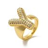 Letter Brass Micro Pave Clear Cubic Zirconia Open Cuff Ring for Women RJEW-N046-03Y-G-1