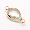 Golden Tone Brass Glass Teardrop Links connectors GLAA-J010A-G-4