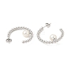 ABS Imitation Pearl Beaded Ring Stud Earrings EJEW-E275-02P-2