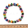 Dyed Natural Freshwater Shell Chip & Brass Beades Stretch Bracelets BJEW-JB14232-4