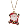 3Pcs 3 Styles Christmas Bell Socking Santa Claus Alloy Enamel Pendant Necklaces for Women NJEW-JN05130-01-4