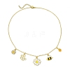 Flower & Bees & Honeycomb Alloy & Glass Pendant Necklaces X1-NJEW-TA00165-4