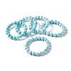 Natural Larimar/Pectolite Round Beaded Stretch Bracelet BJEW-A120-01E-1