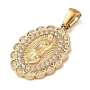 304 Stainless Steel Micro Pave Clear Cubic Zirconia Pendants CU-CBAF0F8-05A-G-2