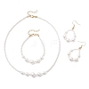 Round Natural Cultured Freshwater Pearl & Glass Beaded Bracelets & Necklaces & Dangle Earrings Sets SJEW-JS01366-2