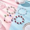 4Pcs 4 Colors Cat Eye & Synthetic Quartz Crystal & Natural Carnelian(Dyed & Heated) & Natural Rose Quartz & Natural Green Aventurine Round Beaded Stretch Bracelet Sets BJEW-JB12246-1