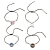 Natural Gemstone Pi Disc Braided Bead Bracelet for Women BJEW-JB08307-1