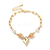 Heart Brass Charm Bracelets for Women BJEW-P342-18G-1