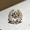 Alloy Rhinestone Wing Cuff Open Rings for Women WG253F1-01-1