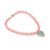 Alloy Enamel Leaf Pendant Resin Nuggets Beaded Necklaces for Women WG16F8F-01-4