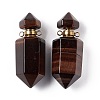 Faceted Bullet Natural Dyed Red Tiger Eye Perfume Bottle Pointed Pendants G-A026-07B-1