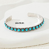 Flat Round Alloy & Synthetic Turquoise Cuff Bangles for Women FS-WG26A2D-01-3
