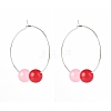 Natural Dyed Malaysia Jade Bead Hoop Earrings for Girl Women EJEW-JE04632-02-2