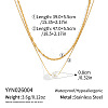 304 Stainless Steel Double Layer Necklaces with White Round Faux Pearl Pendants for Women KQ2558-6