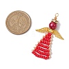 Angel Glass Seed Beads Pendants Decrotions HJEW-MZ00113-04-2