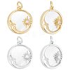 Beebeecraft 4Pcs 2 Colors Brass Micro Pave Clear Cubic Zirconia Pendants ZIRC-BBC0001-40-1