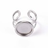 Tarnish Resistant 201 Stainless Steel Cuff Pad Ring Settings STAS-S080-040B-P-2