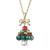 Christmas Tree Glass Beaded Pendant Necklaces X1-NJEW-TA00174-2