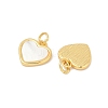 Brass Pave Natural White Shell Heart Charms KK-U055-27G-2