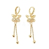Clear Cubic Zirconia Butterfly Dangle Hoop Earrings EJEW-P224-09G-2