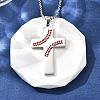 201 Stainless Steel Wheat Cross Pendant Box Chain Necklaces for Women Men NJEW-B124-01P-3