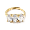 Clear Cubic Zirconia Oval Adjustable Ring RJEW-I087-13G-2
