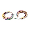 Ion Plating(IP) Rainbow Color 304 Stainless Steel Curb Chains Hoop Earrings for Women EJEW-G293-06M-2