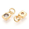 Brass Micro Pave Clear Cubic Zirconia Charms KK-E068-VB226-2