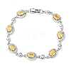 Oval Brass Micro Pave Cubic Zirconia Link Chain Bracelets for Women BJEW-D387-04P-04-4