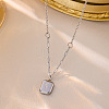 201 Stainless Steel Engraved Flower Rectangle Pendant Necklaces for Women WG2AA63-02-1