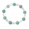 Natural Green Aventurine & Synthetic Quartz Crystal Round Beaded Stretch Bracelets BJEW-JB12246-03-2