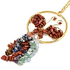 Butterfly Brass & Natural Red Jasper Pendant Decorations HJEW-Z007-04G-01-3