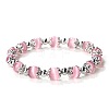 Pink Cat Eye Round Beaded Stretch Bracelets for Women JT2459-16-1