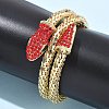 Snake Alloy Rhinestone Bangles for Women BJEW-G085-01G-01-3